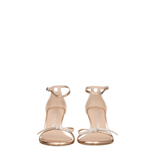 Stuart Weitzman Rosa Leder Stiletto Heels Sandalen