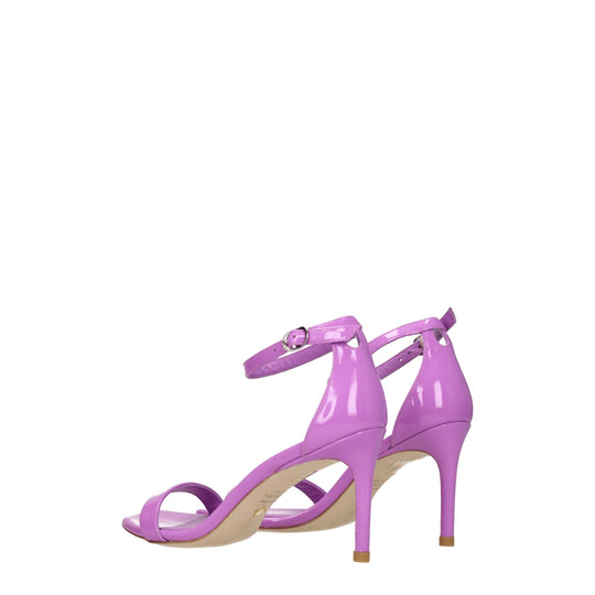 Stuart Weitzman Lila Leder Stiletto Heels Sandalen