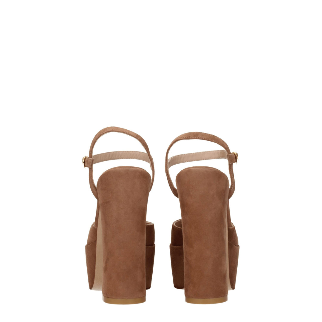 Stuart Weitzman Beige Leder Plateaus