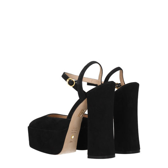 Stuart Weitzman Schwarze Leder-Plateaus