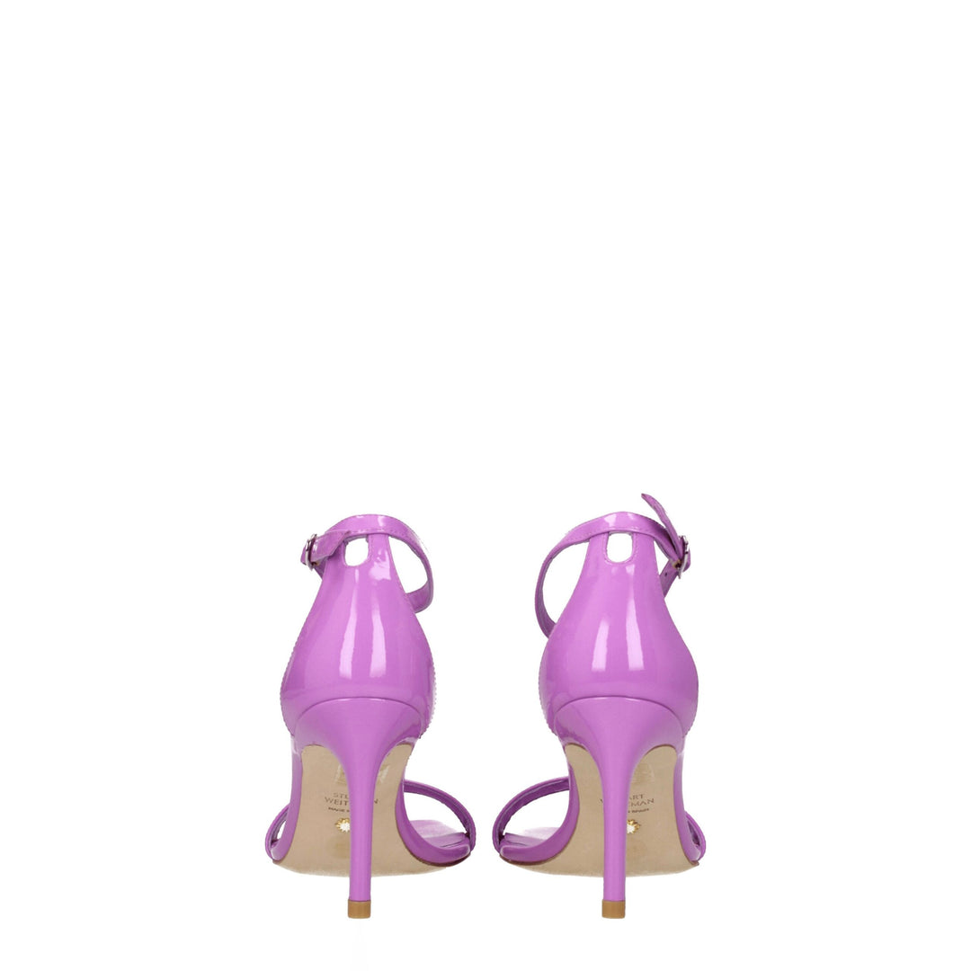 Stuart Weitzman Lila Leder Stiletto Heels Sandalen