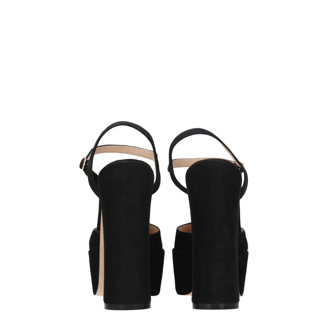 Stuart Weitzman Schwarze Leder-Plateaus