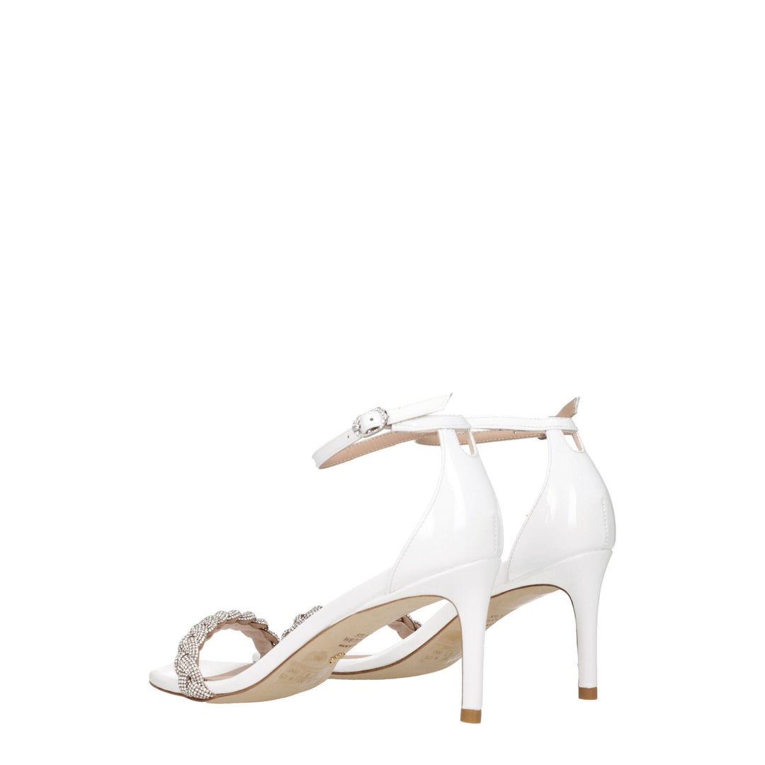 Stuart Weitzman Weiße Leder Stiletto Heels Sandalen