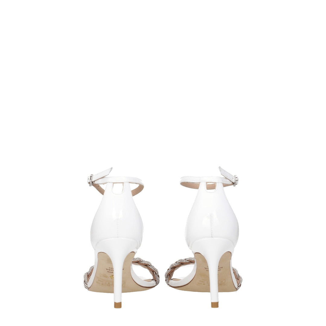 Stuart Weitzman Weiße Leder Stiletto Heels Sandalen