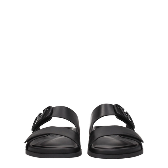 Valentino Garavani Schwarze Lederpantoffeln Sandalen