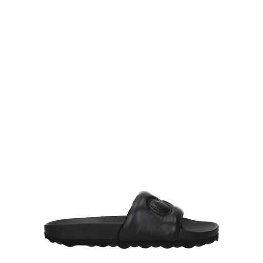Off-White Schwarze Lederpantoffeln Sandalen