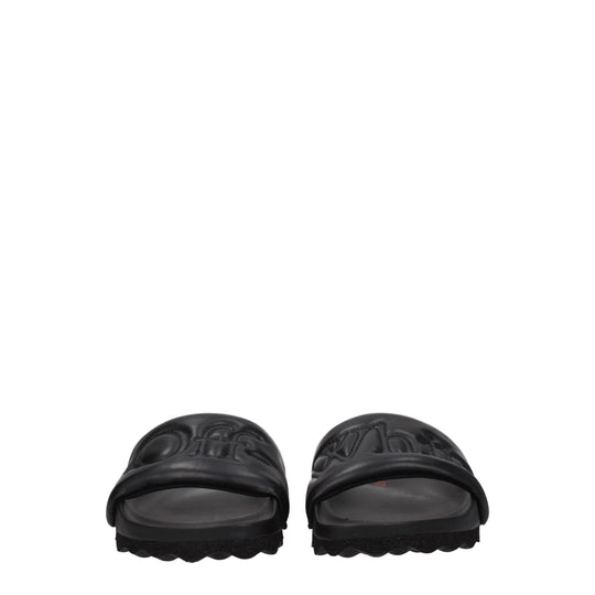 Off-White Schwarze Lederpantoffeln Sandalen