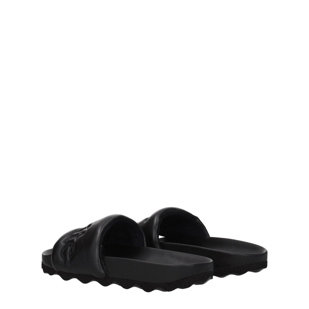 Off-White Schwarze Lederpantoffeln Sandalen
