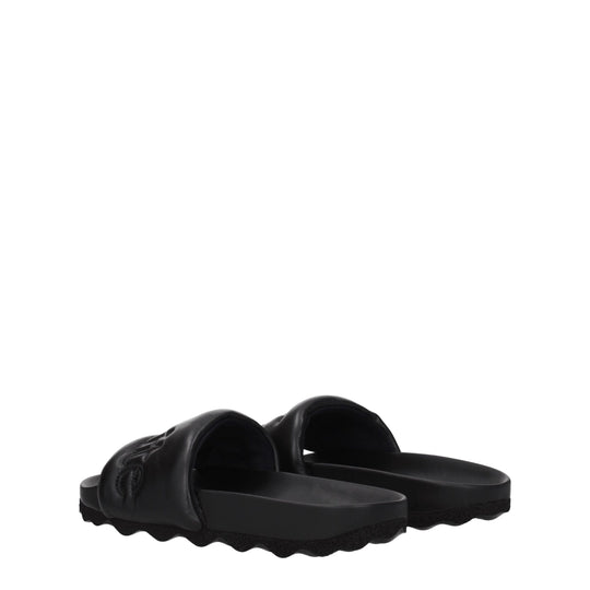 Off-White Schwarze Lederpantoffeln Sandalen