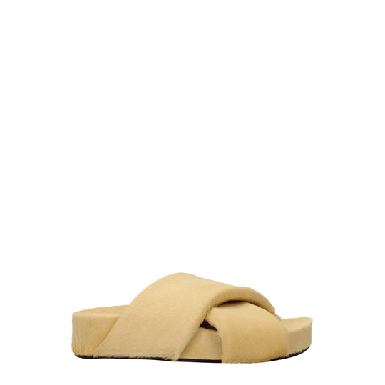 Jil Sander Beige Rosshaar-Pantoffeln Sandalen