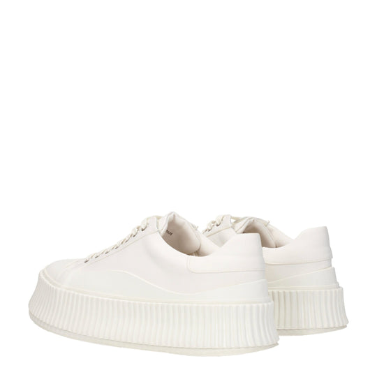 Jil Sander Weiße Plateau-Sneakers aus Stoff
