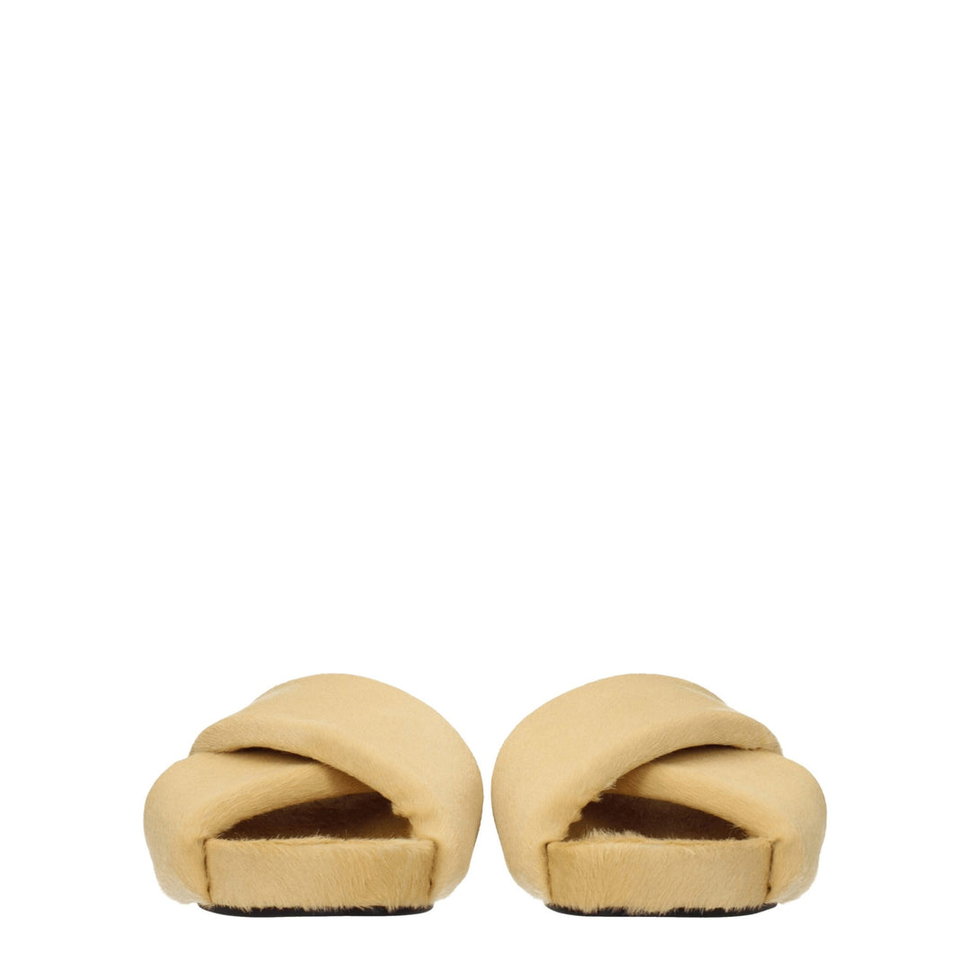 Jil Sander Beige Rosshaar-Pantoffeln Sandalen