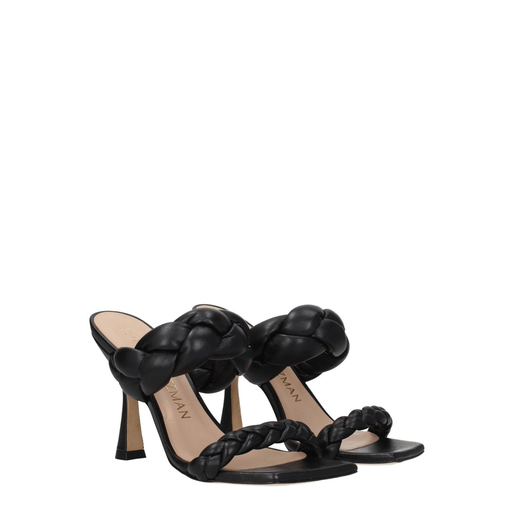 Stuart Weitzman Schwarze Leder Stiletto Heels Sandalen
