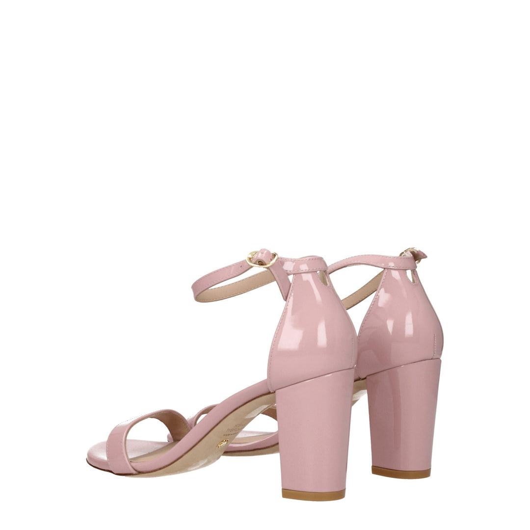 Stuart Weitzman Rosa Leder Stiletto Heels Sandalen