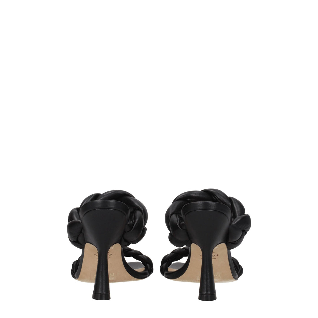Stuart Weitzman Schwarze Leder Stiletto Heels Sandalen