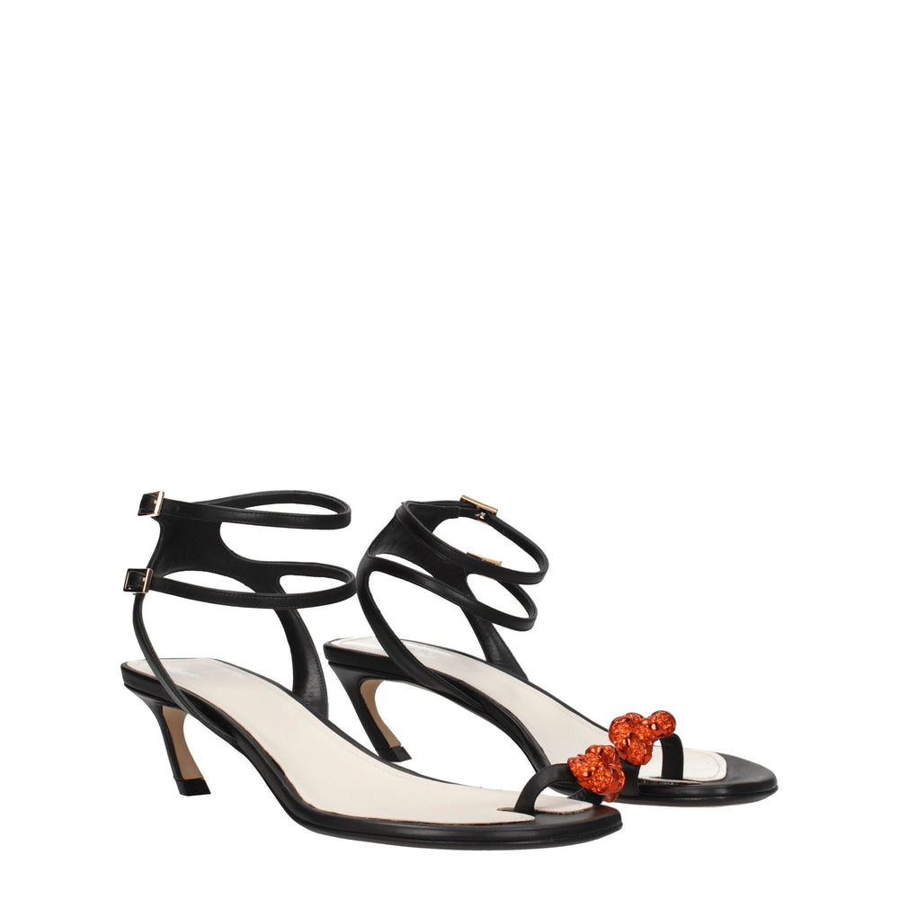 Lanvin Schwarze Leder Stiletto Heels Sandalen