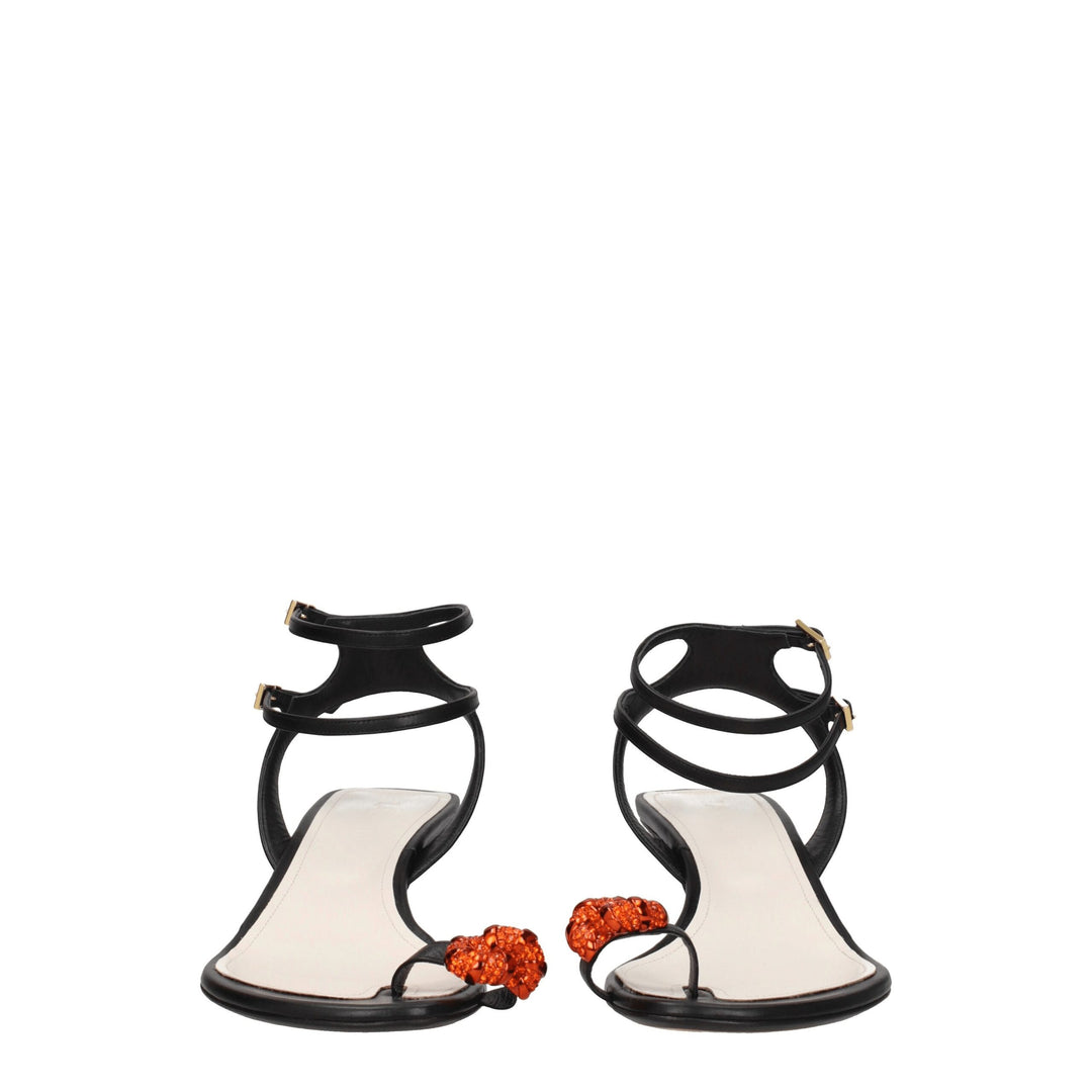 Lanvin Schwarze Leder Stiletto Heels Sandalen