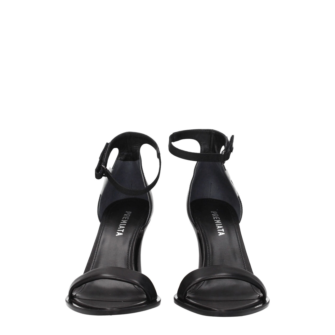 Premiata Flache Sandalen aus schwarzem Leder