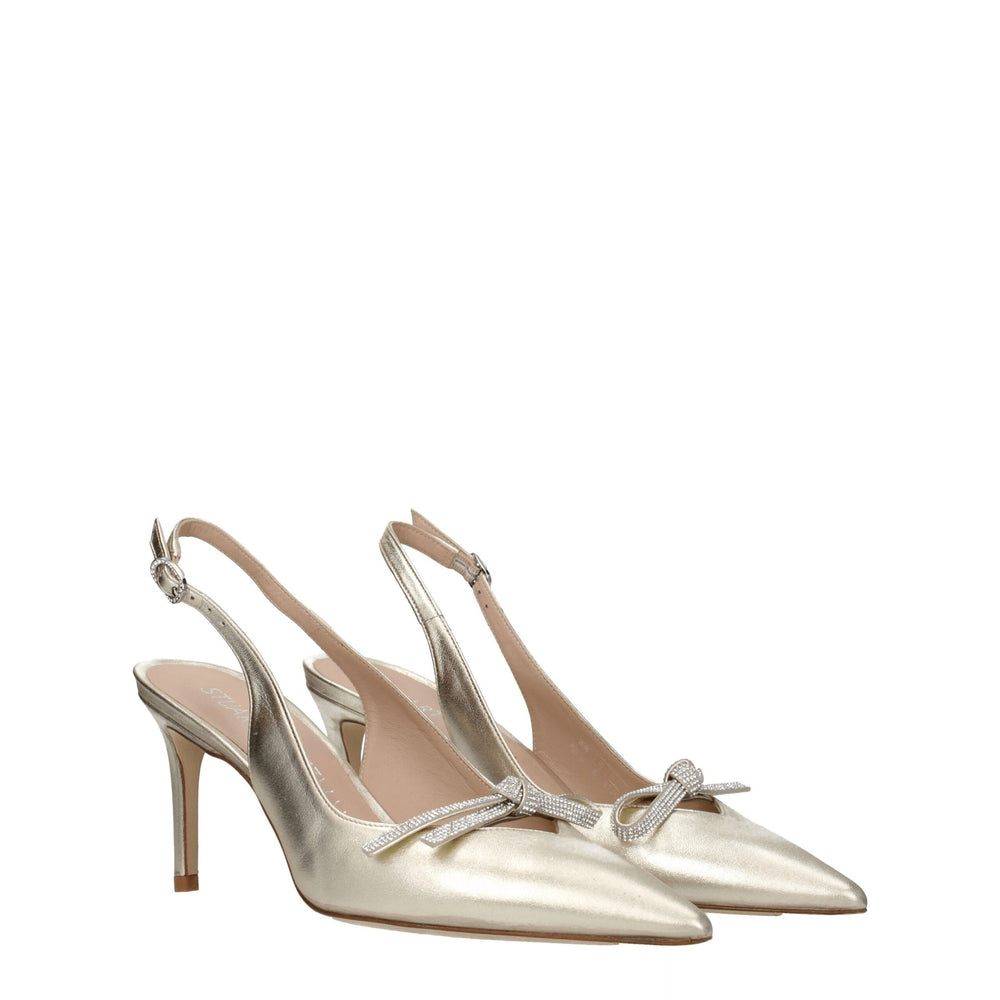 Stuart Weitzman Gold Leder Stiletto Heels Sandalen