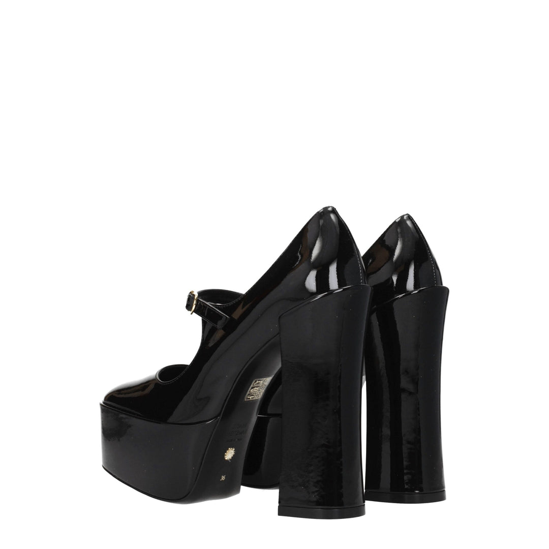 Stuart Weitzman Schwarze Leder-Plateaus Pumps