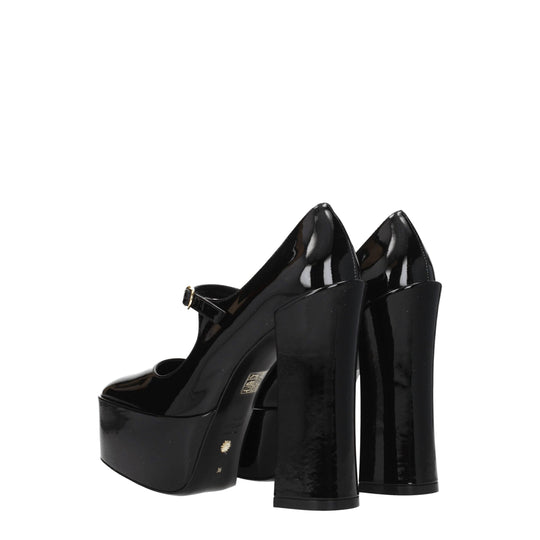 Stuart Weitzman Schwarze Leder-Plateaus Pumps