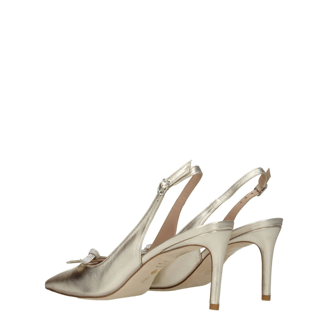Stuart Weitzman Gold Leder Stiletto Heels Sandalen
