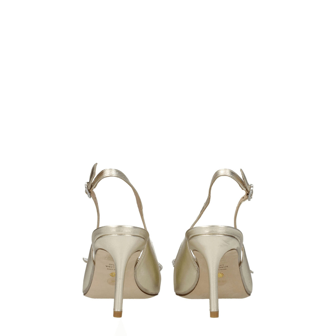 Stuart Weitzman Gold Leder Stiletto Heels Sandalen
