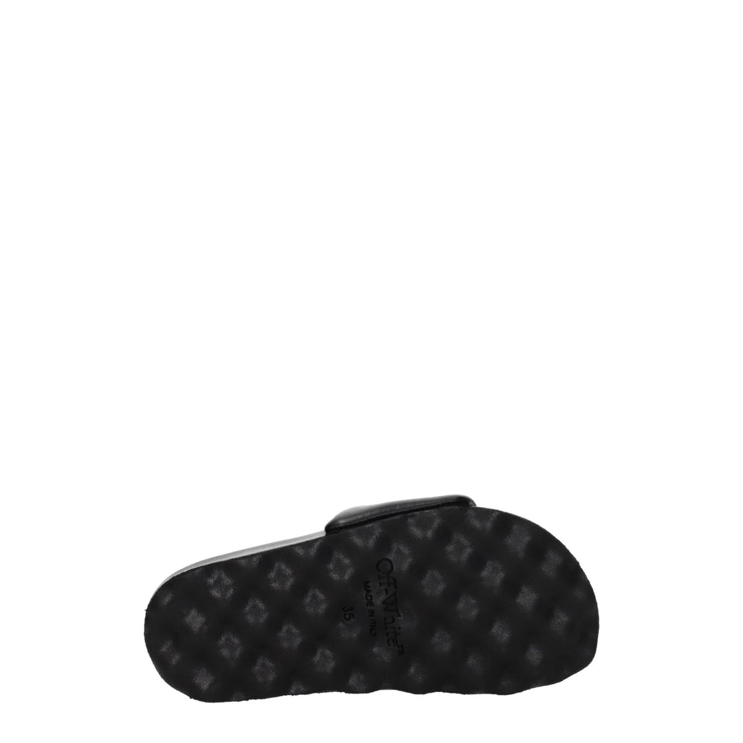 Off-White Schwarze Lederpantoffeln Sandalen