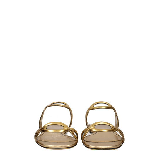 Valentino Garavani Goldene Lederpantoffeln Sandalen