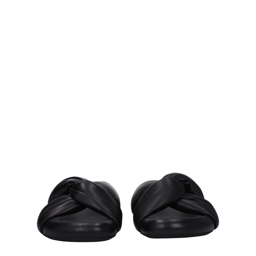 Marni Schwarze Lederpantoffeln Sandalen