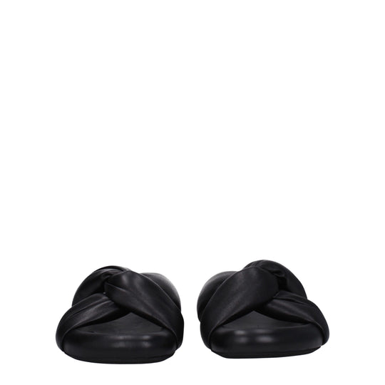 Marni Schwarze Lederpantoffeln Sandalen