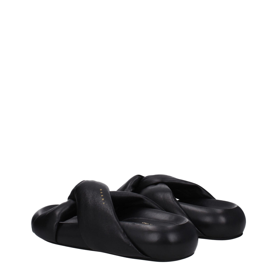 Marni Schwarze Lederpantoffeln Sandalen