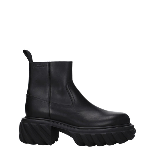 Off-White Schwarze Lederstiefeletten