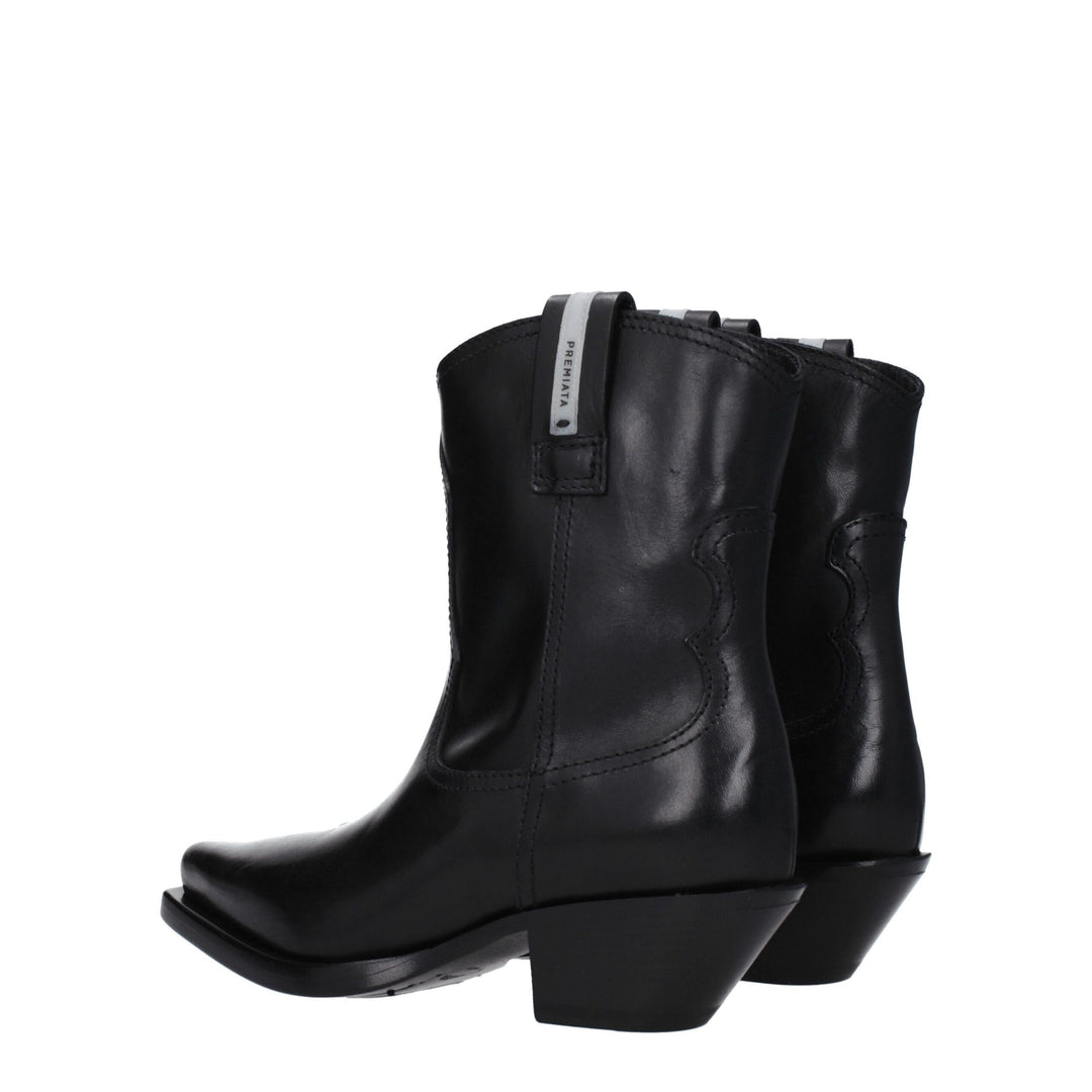 Premiata Schwarze Lederstiefeletten