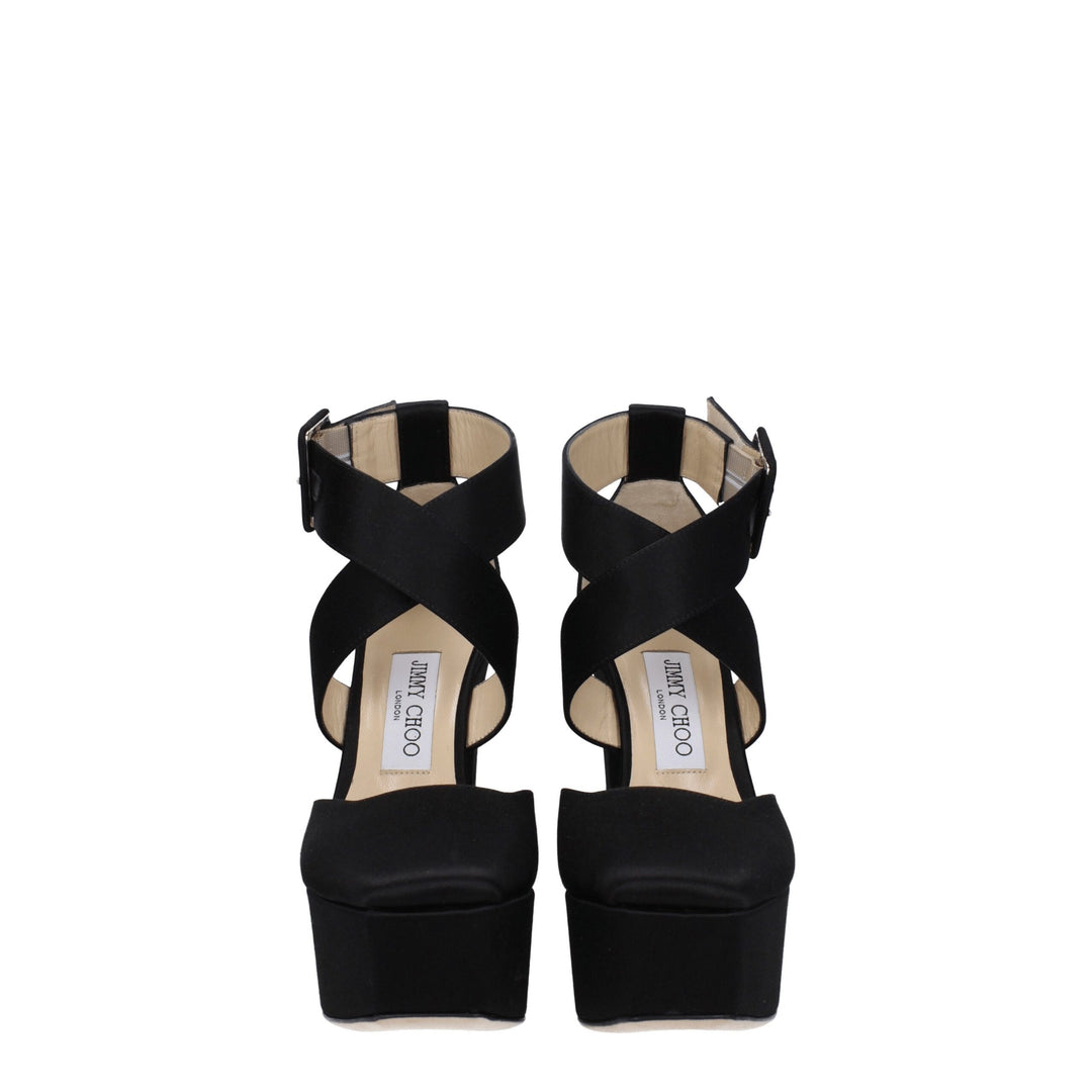 Jimmy Choo Schwarze Satin-Plateaus