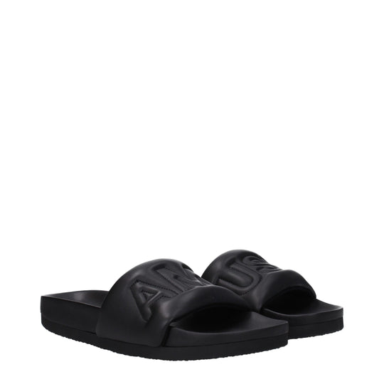 Ambush Schwarze Lederpantoffeln Sandalen