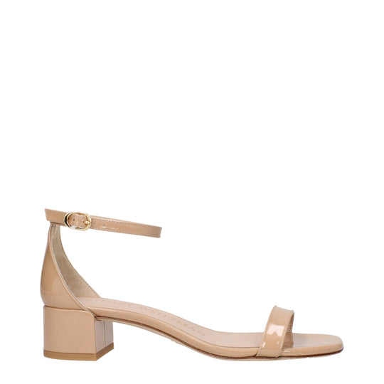 Stuart Weitzman Flache Sandalen aus rosa Leder