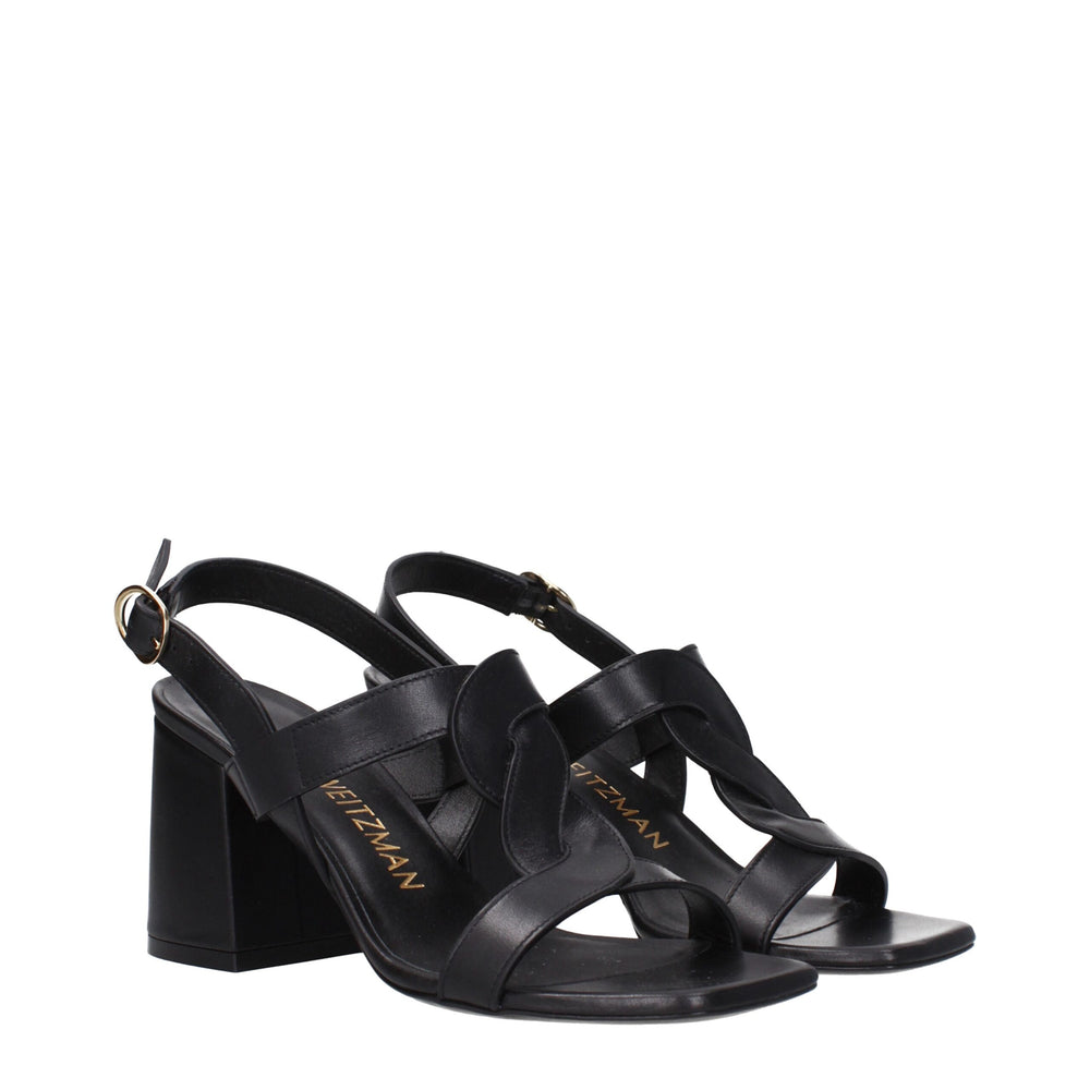 Stuart Weitzman Schwarze Leder-Plateaus
