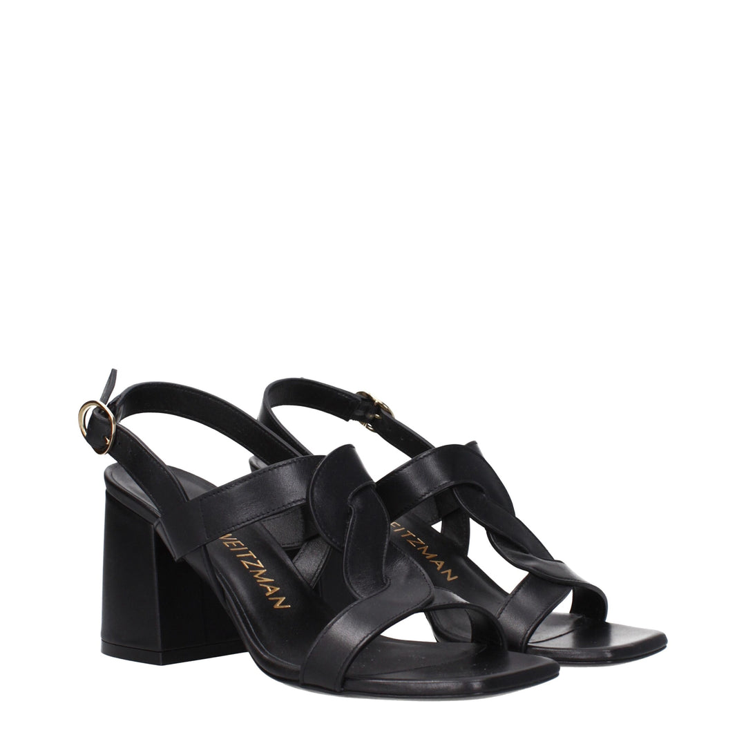 Stuart Weitzman Schwarze Leder-Plateaus