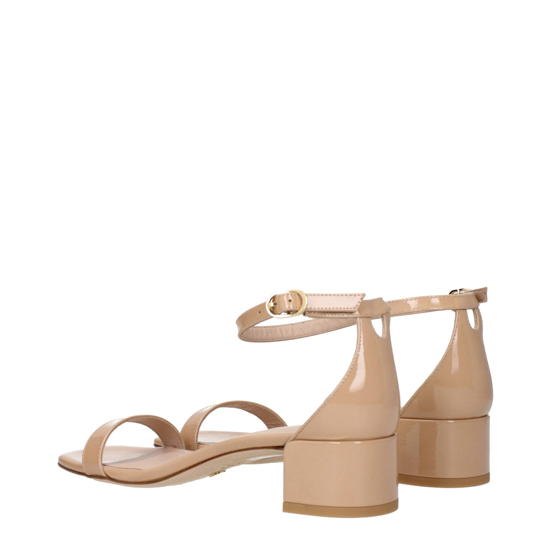 Stuart Weitzman Flache Sandalen aus rosa Leder