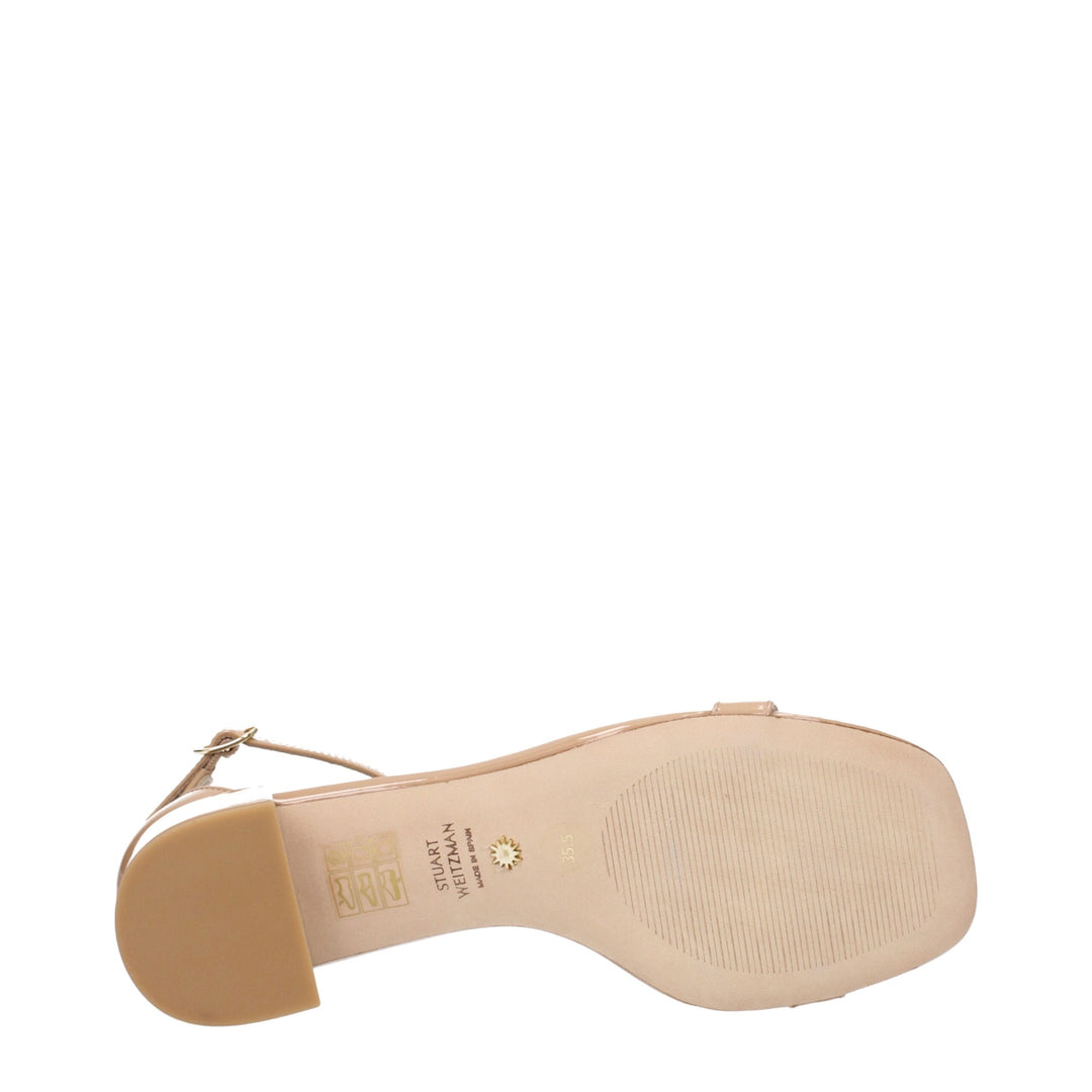 Stuart Weitzman Flache Sandalen aus rosa Leder