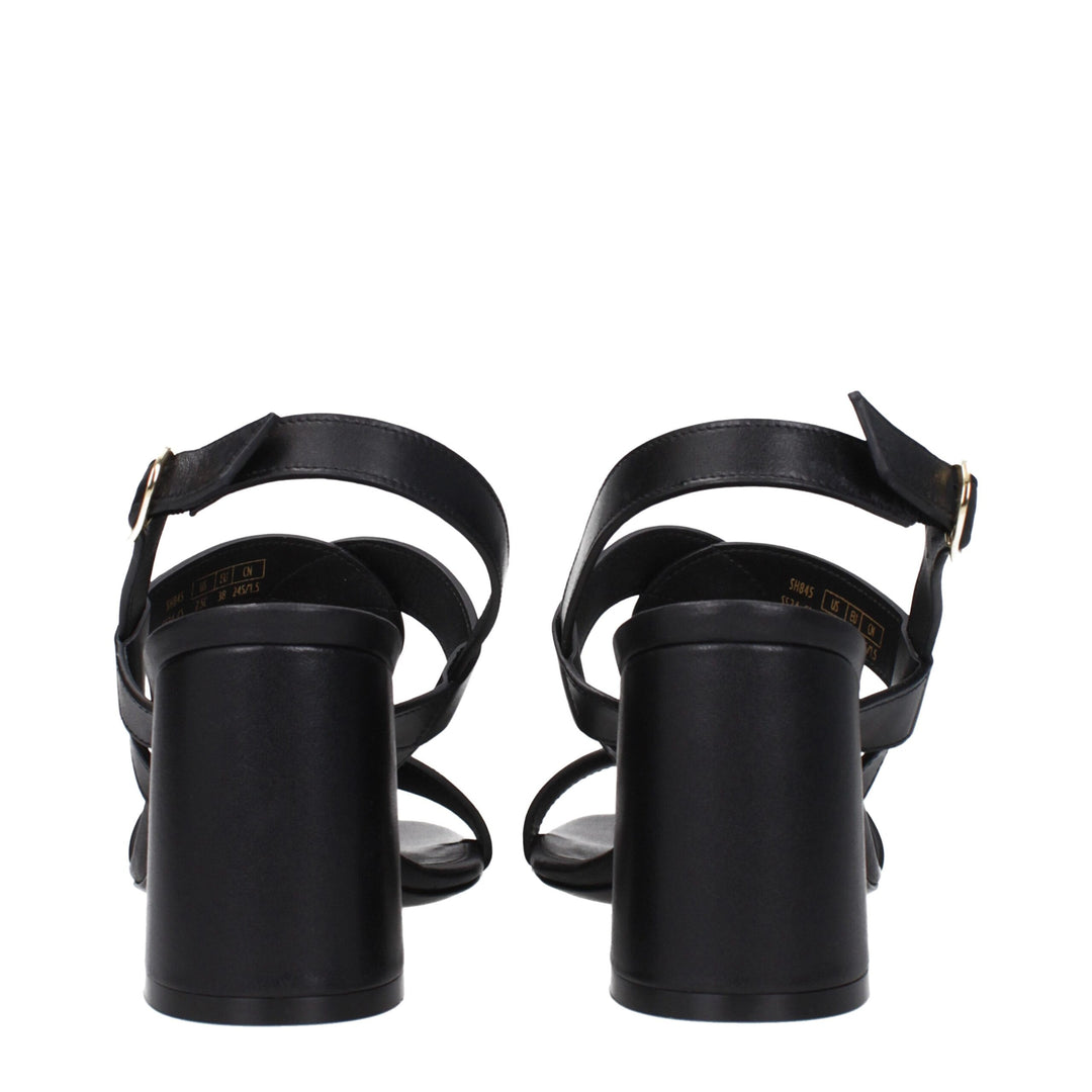 Stuart Weitzman Schwarze Leder-Plateaus