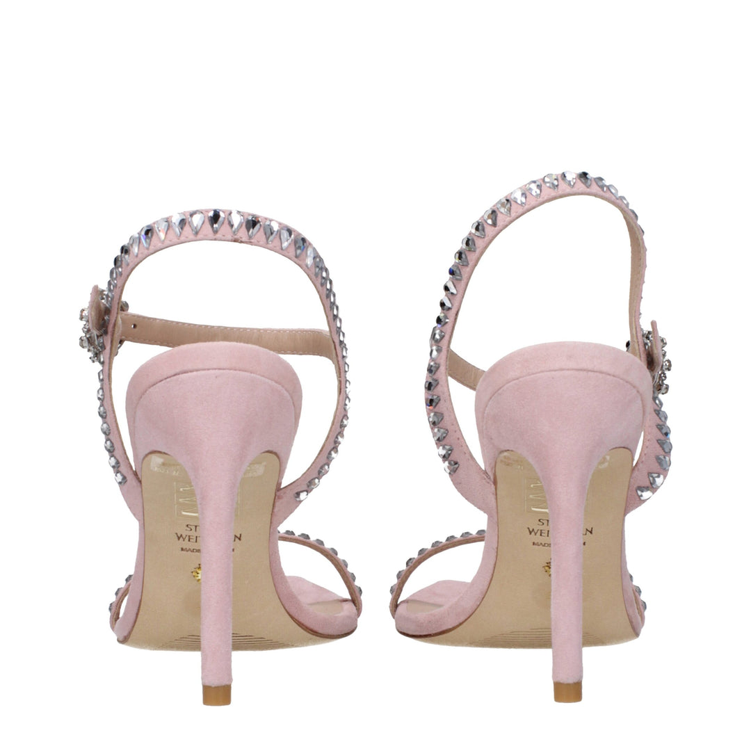 Stuart Weitzman Rosa Leder Stiletto Heels Sandalen