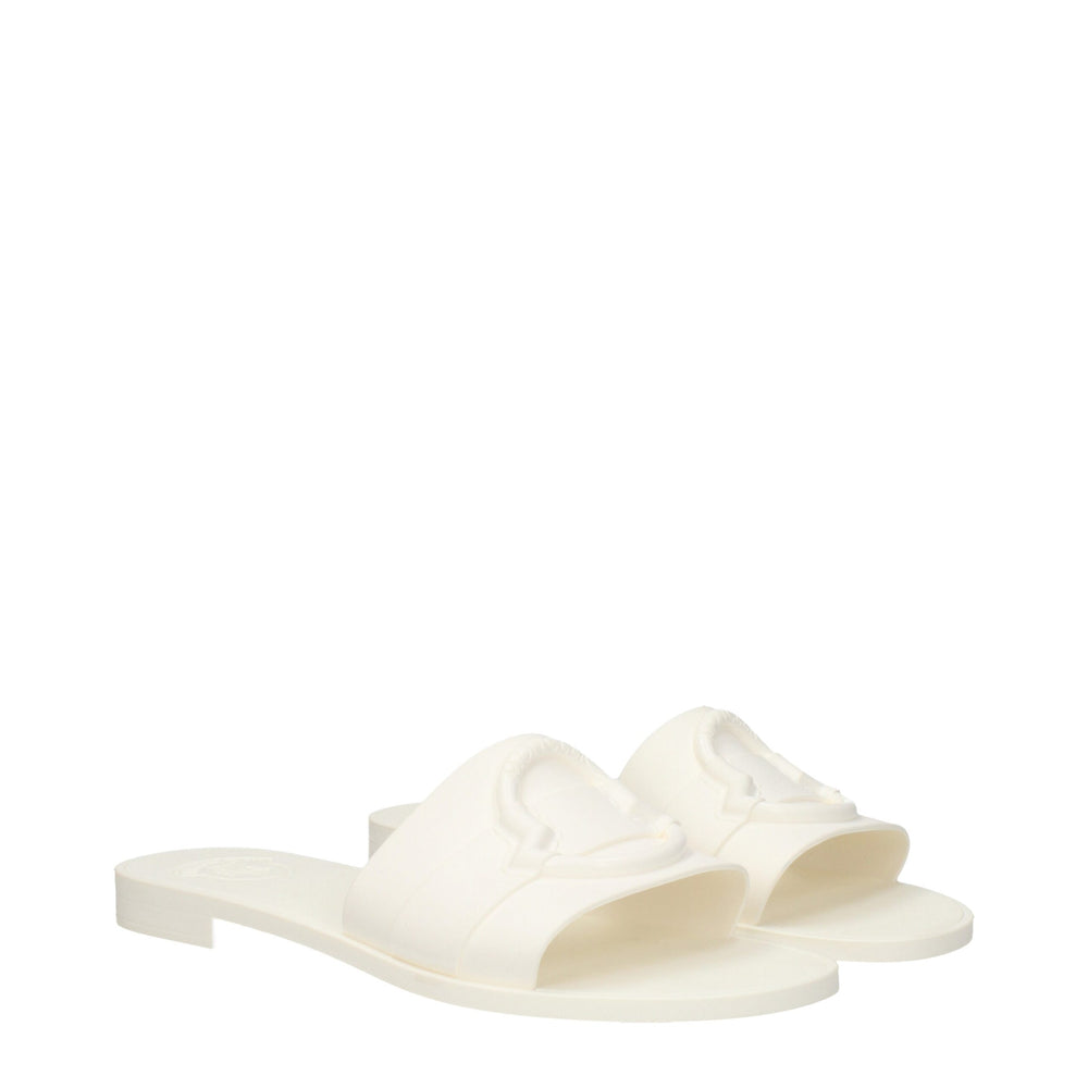 Moncler Weiße Baumwollpantoffeln Sandalen