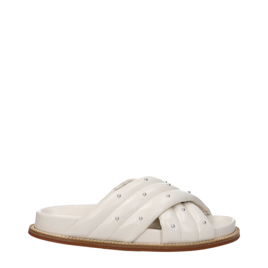 Fabiana Filippi Beige Leder Pantoffeln Sandalen