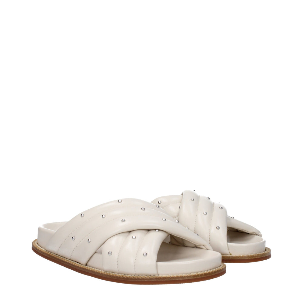 Fabiana Filippi Beige Leder Pantoffeln Sandalen