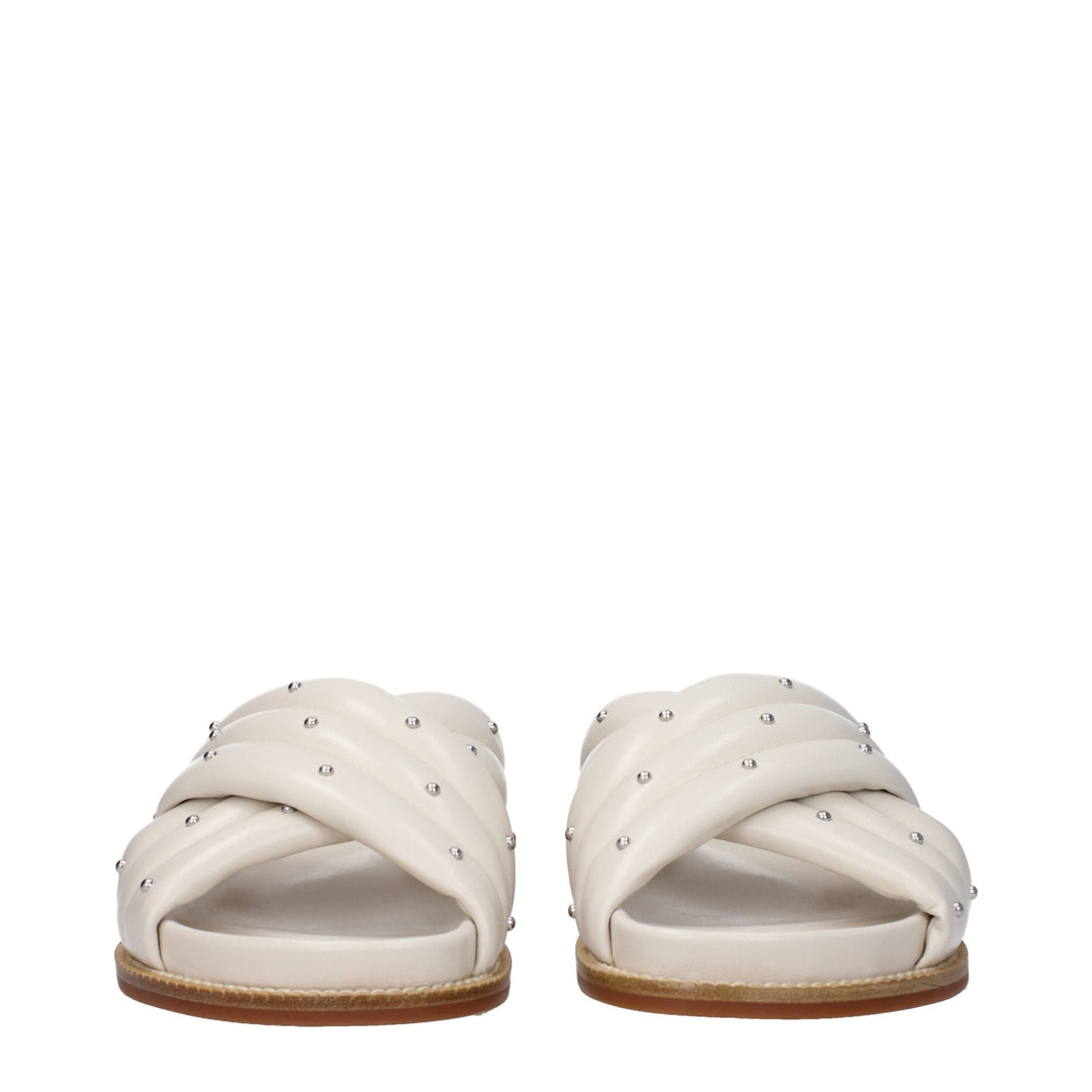 Fabiana Filippi Beige Leder Pantoffeln Sandalen
