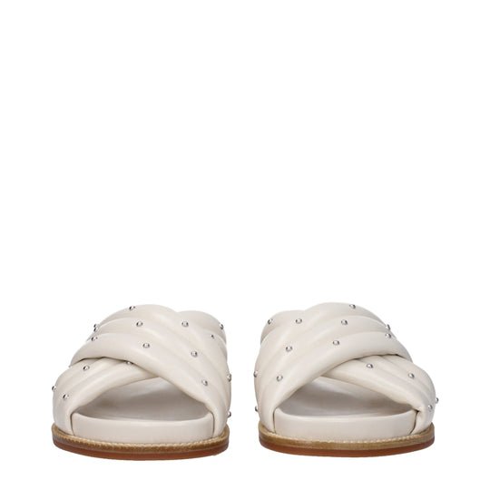 Fabiana Filippi Beige Leder Pantoffeln Sandalen