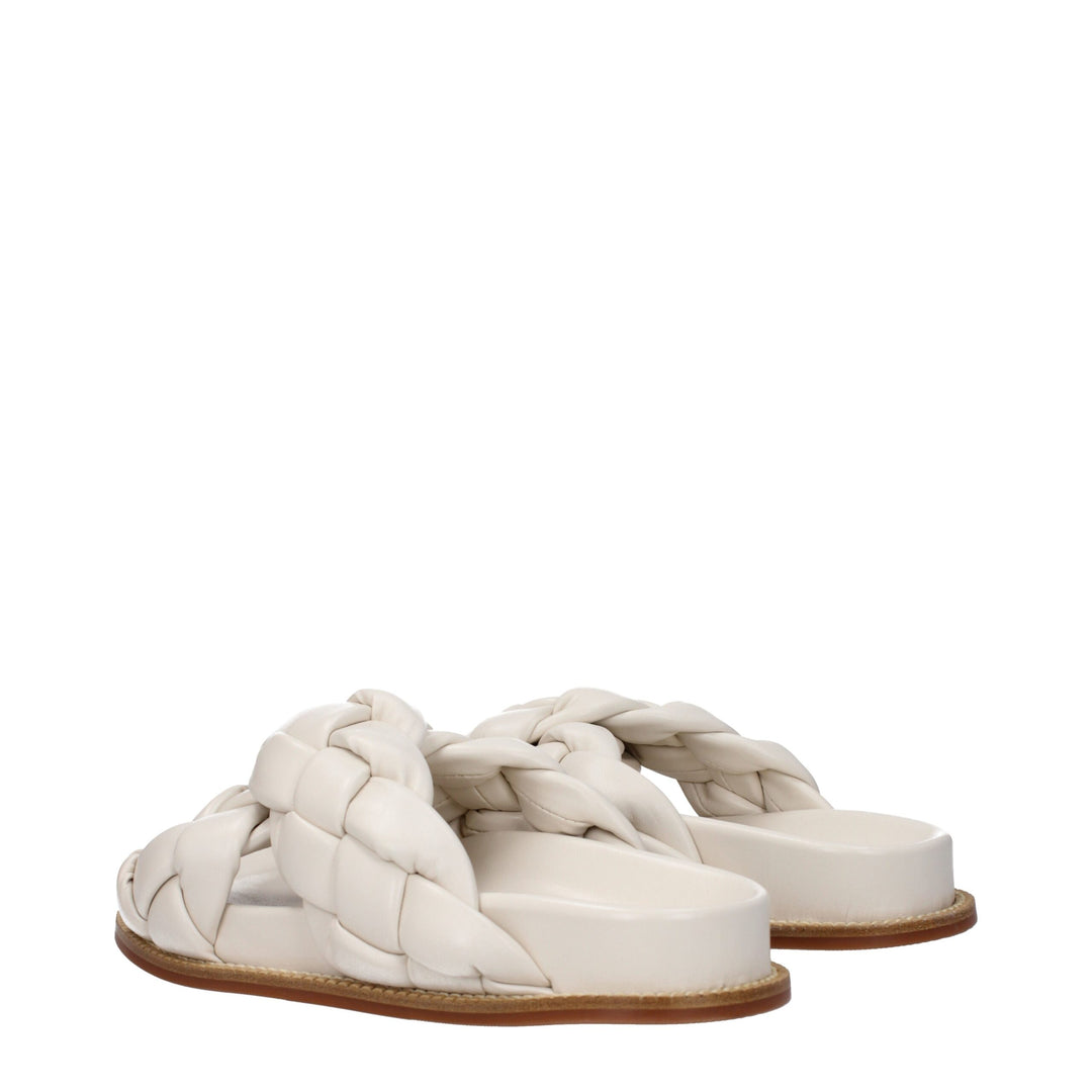 Fabiana Filippi Beige Leder Pantoffeln Sandalen
