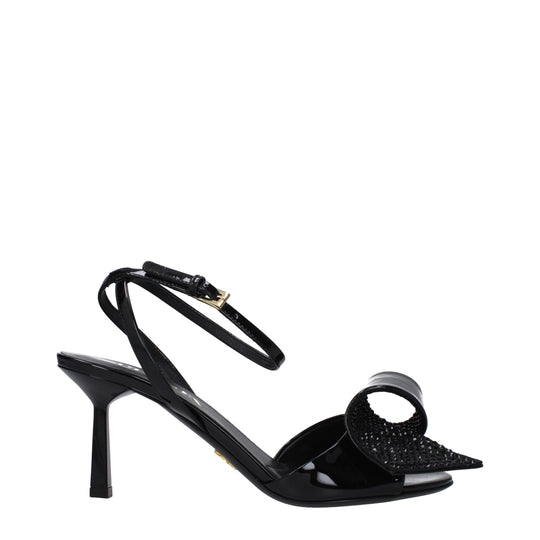 Prada Schwarze Leder Stiletto Heels Sandalen